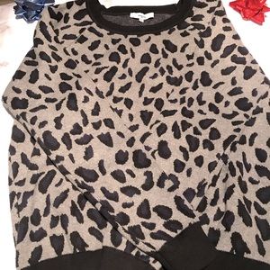 Suncoo Paris Animal Print Knit Pullover Sweater Gray/Black/Blue Size T2 (M)